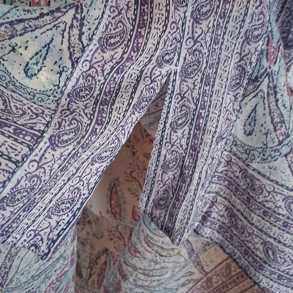 J. Jill Blue Lilac Blue Ombre Pastel Paisley Boho Coastal Tunic Blouse Size M - Picture 4 of 9